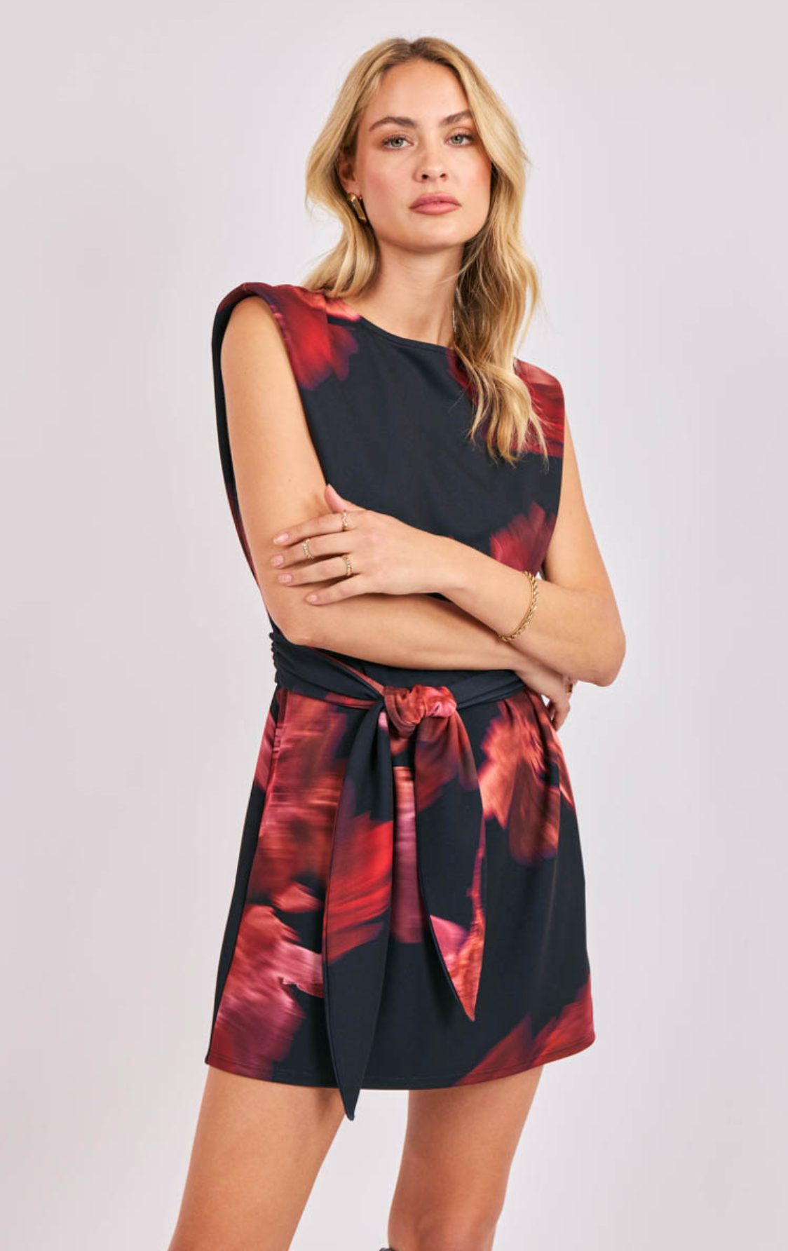 Opulent Shadows Strong Shoulder Mini Dress