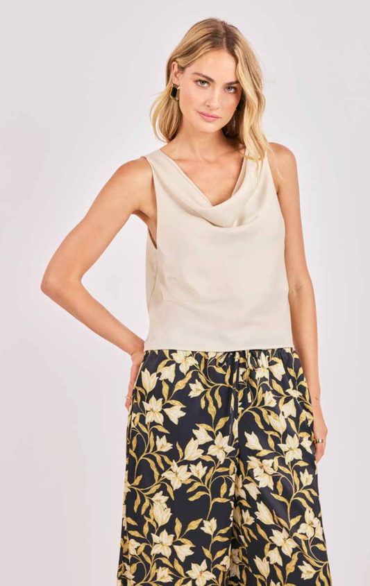 Last Night Cowl Neck Sleeveless Top (Ivory)
