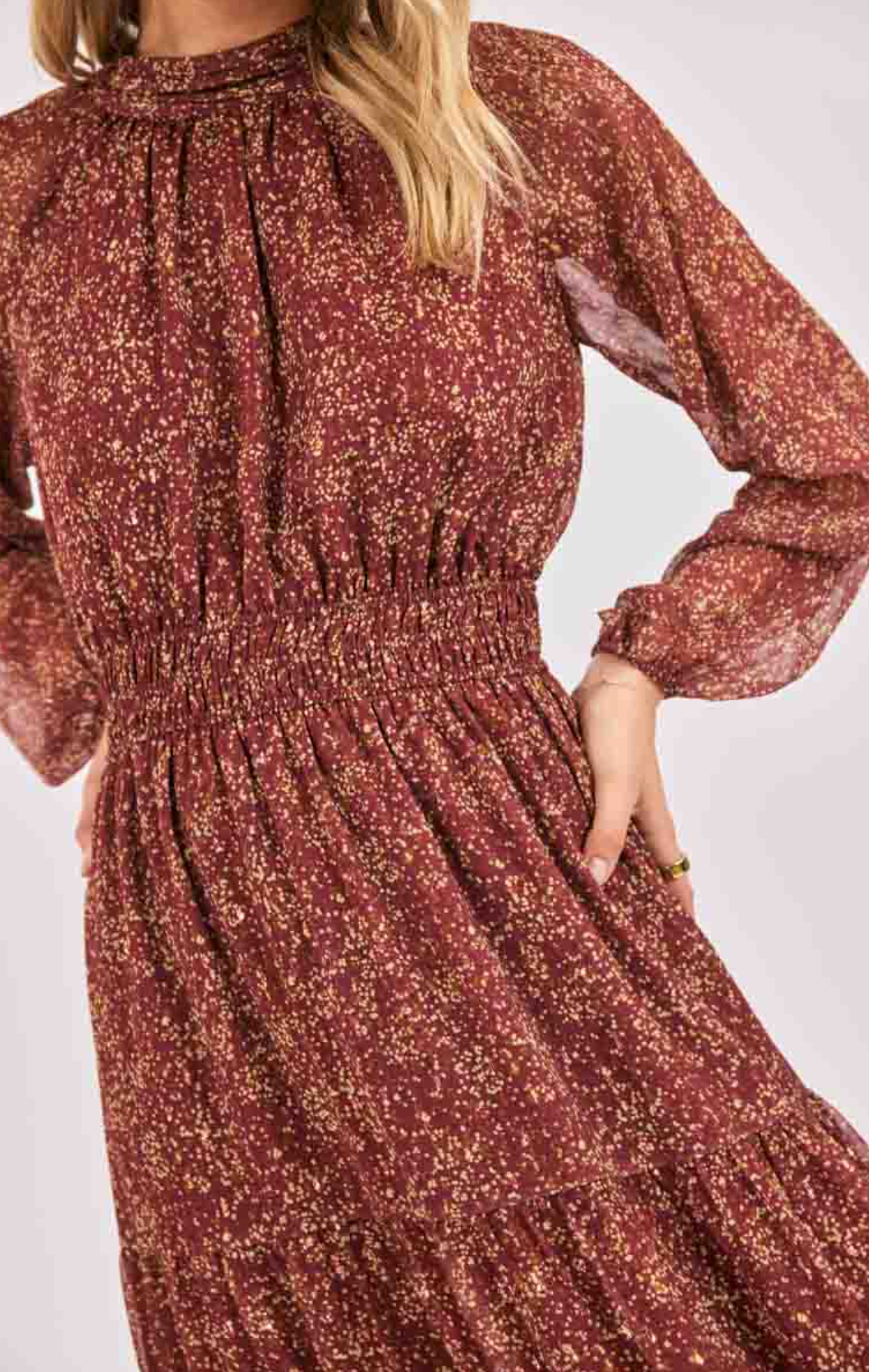 Candlelight Mockneck Tiered Midi Dress