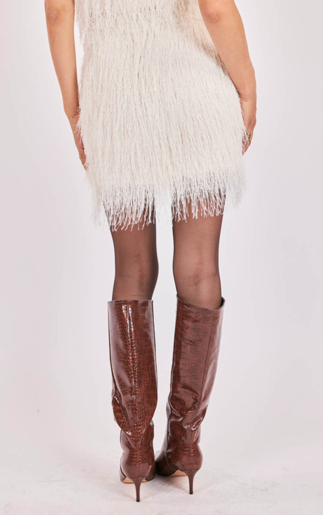Angel Wings Fringe Mini Skirt (Ivory)