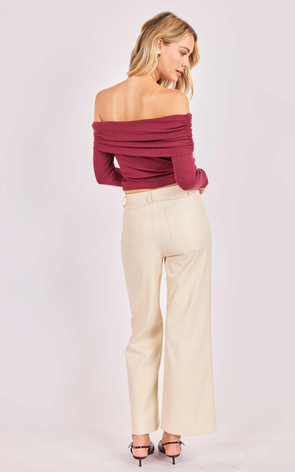 Night Vision Faux Leather Pants (Cream)