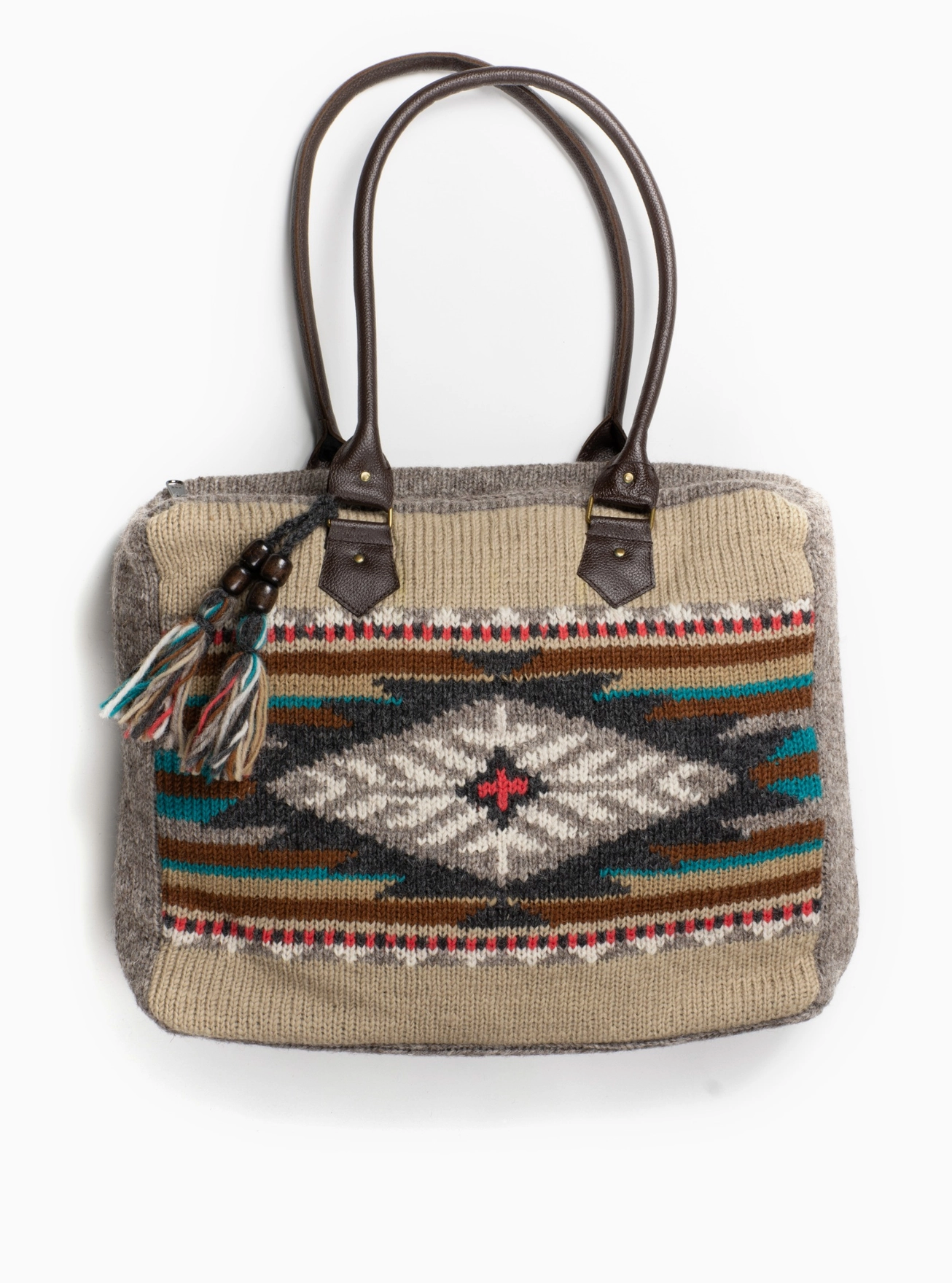 Dallas Southwestern Knit Handbag with Leather Straps