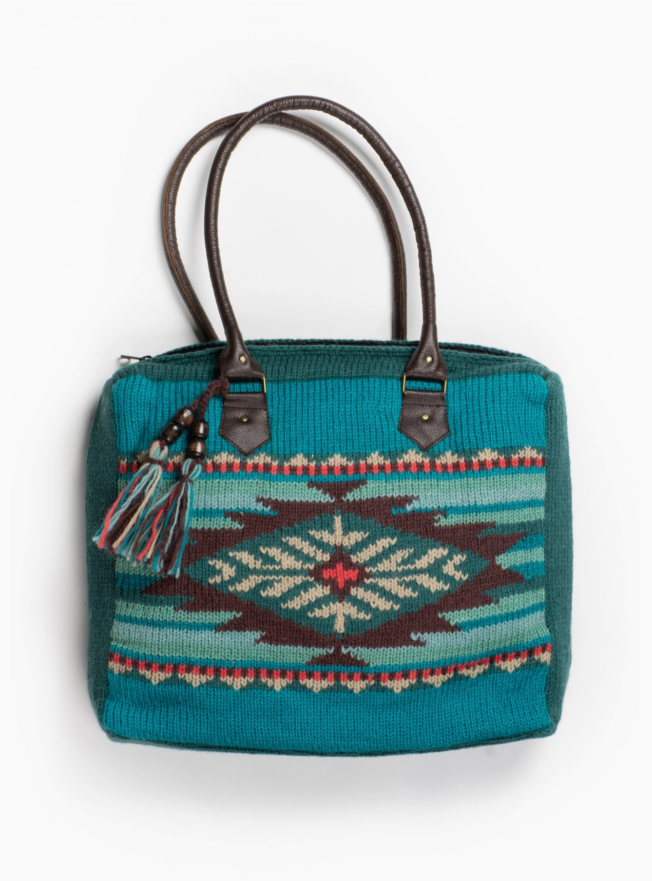 Dallas Southwestern Knit Handbag with Leather Straps