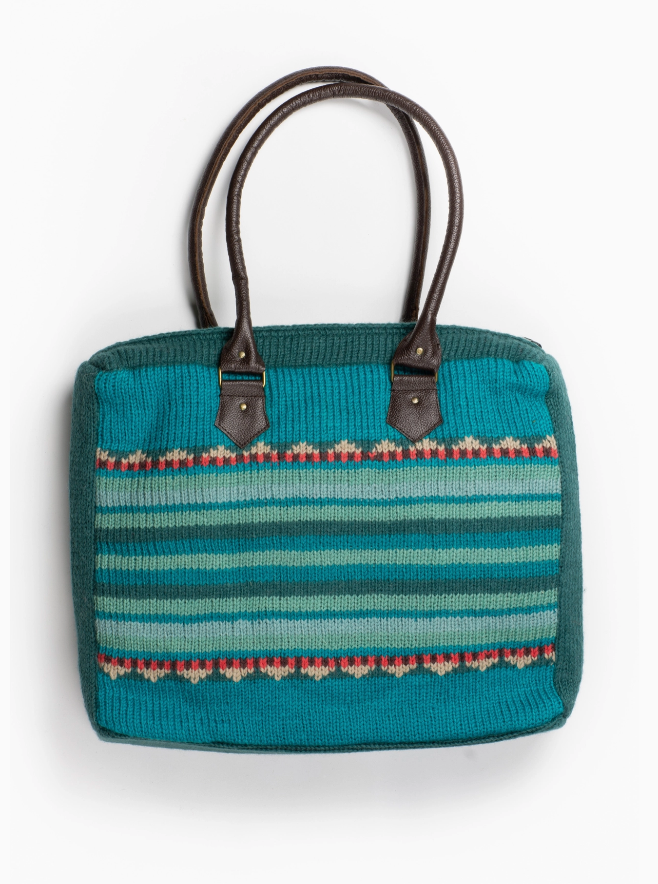 Dallas Southwestern Knit Handbag with Leather Straps