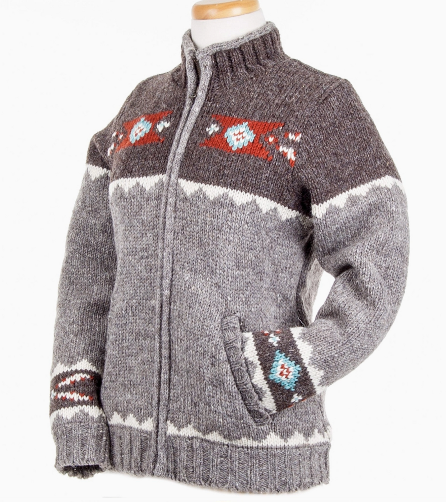 Mustang Wool Sweater – Cozy Western-Style Hand-Knit Cardigan
