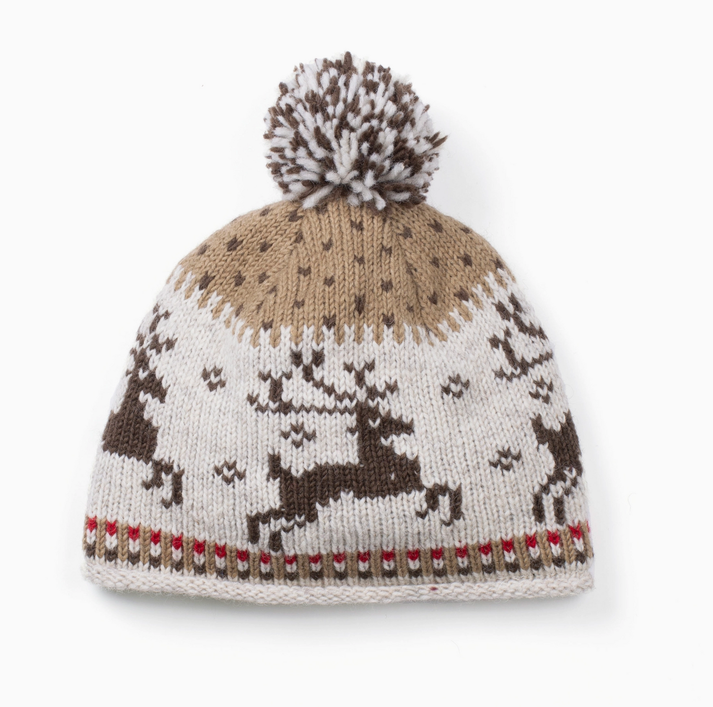 Yuletide Festive Wool Beanie Hat with Pom-Pom