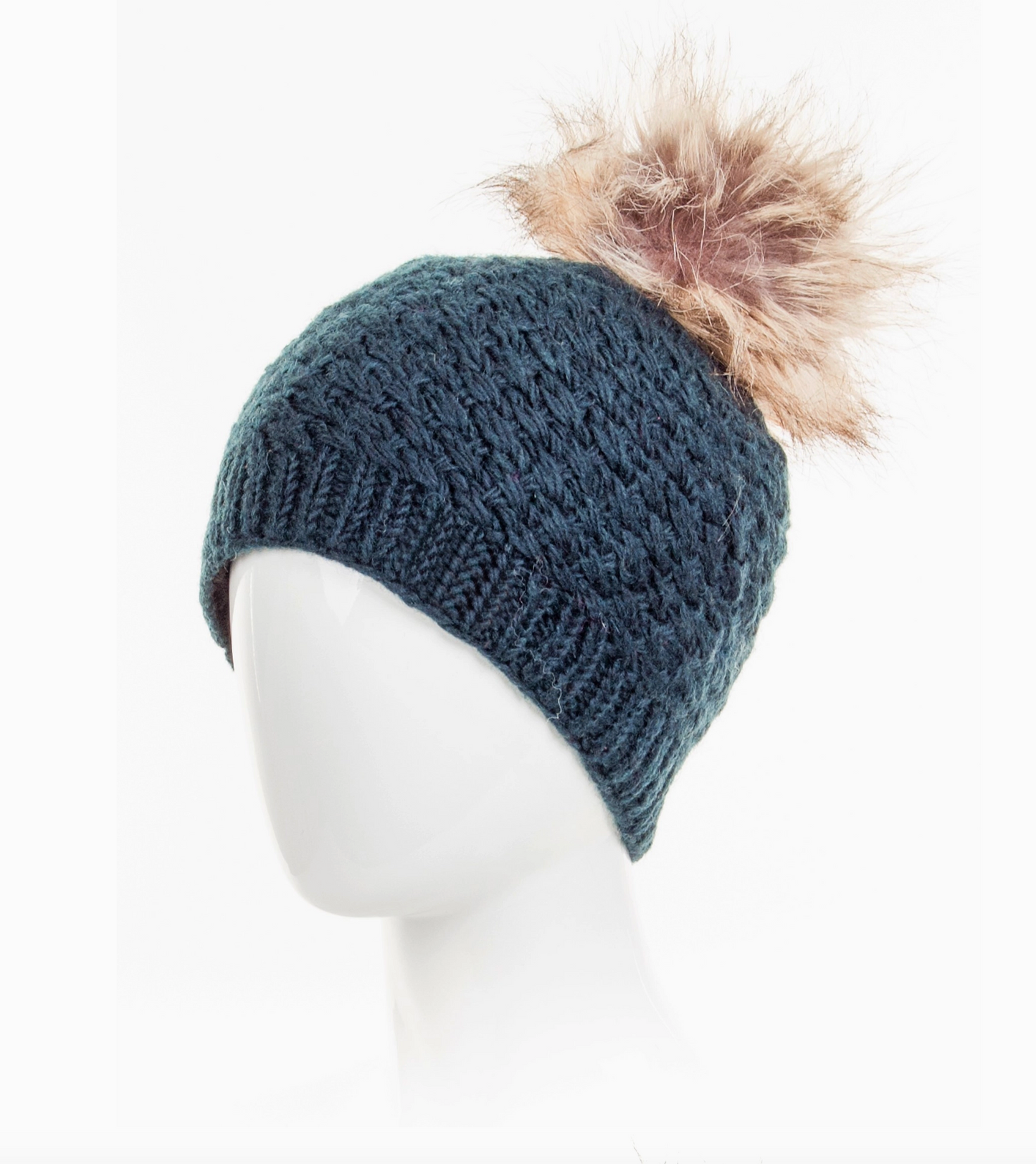 Palermo Wool Beanie Hat with Faux Fur Pom
