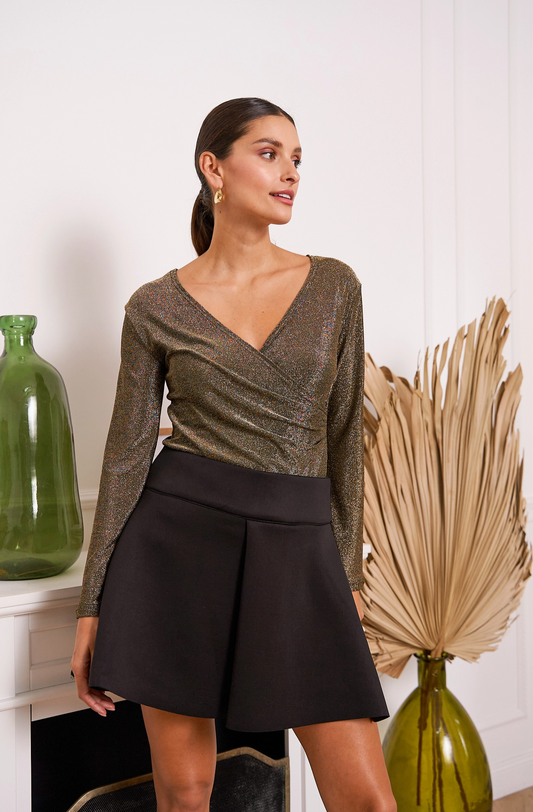 Annie Wrap-Around Shiny in Lurex Top (Gold)
