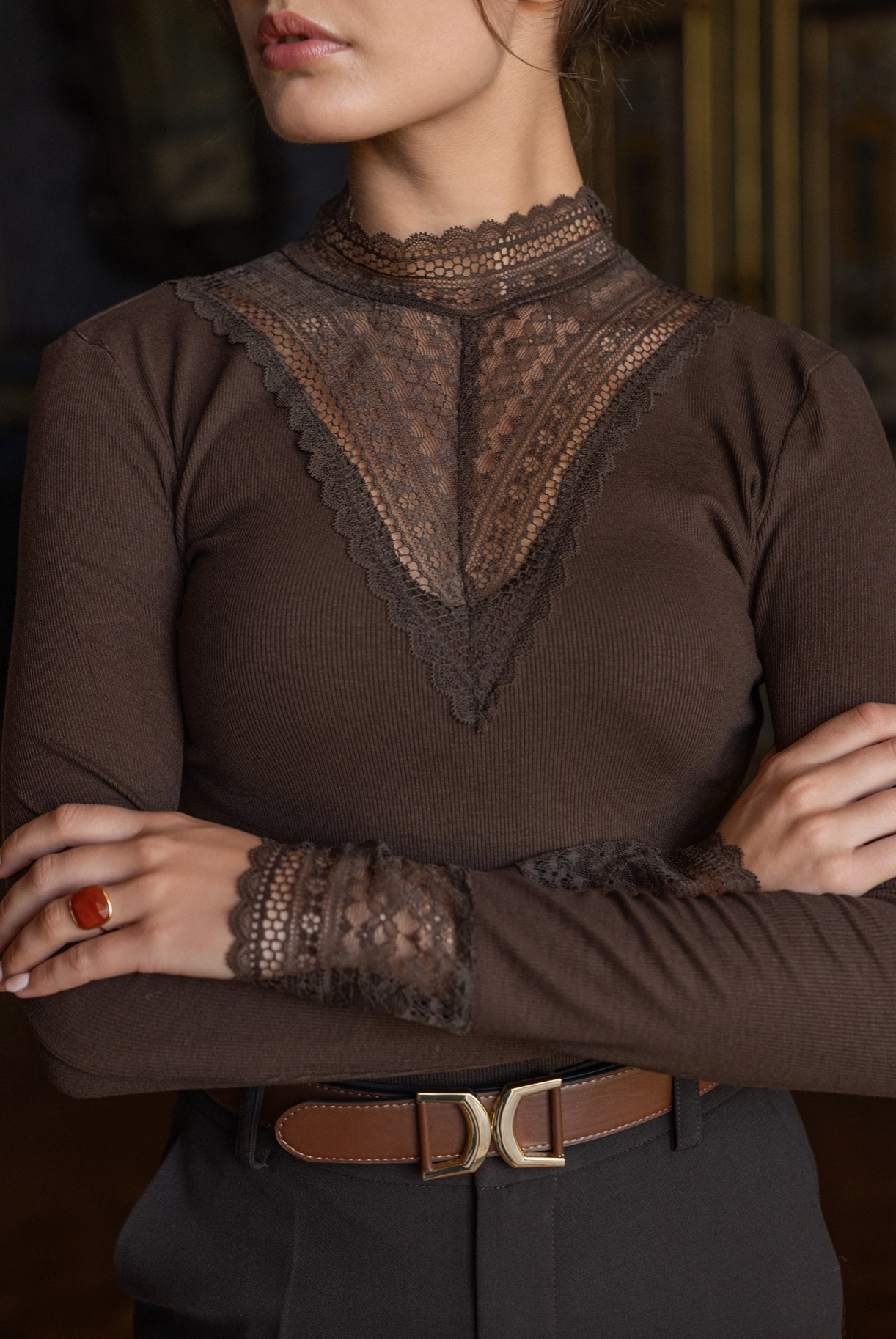 Louna Lace High-Neck Top