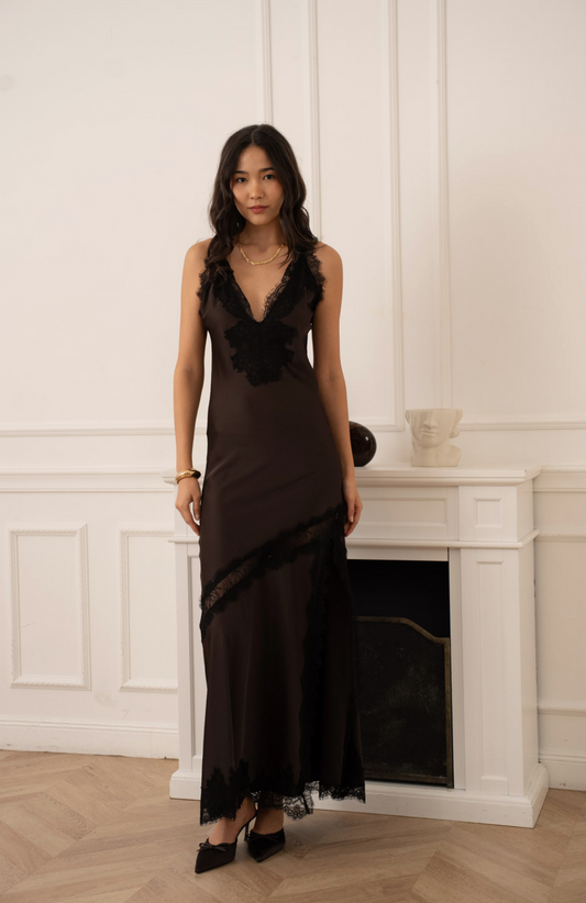 Asymmetrical Satin Lace Dress