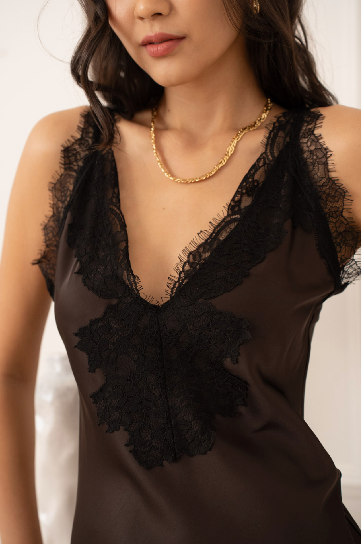 Asymmetrical Satin Lace Dress