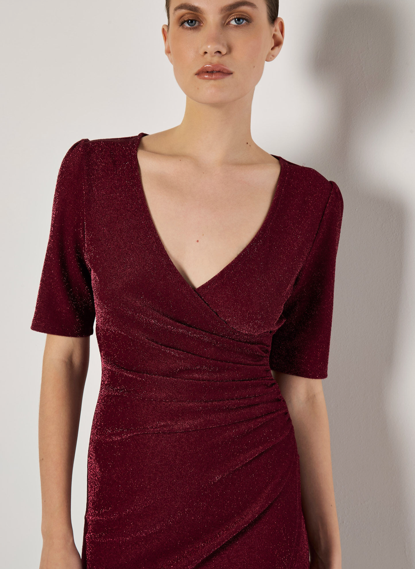 Foil Sparkle side Ruched Dress