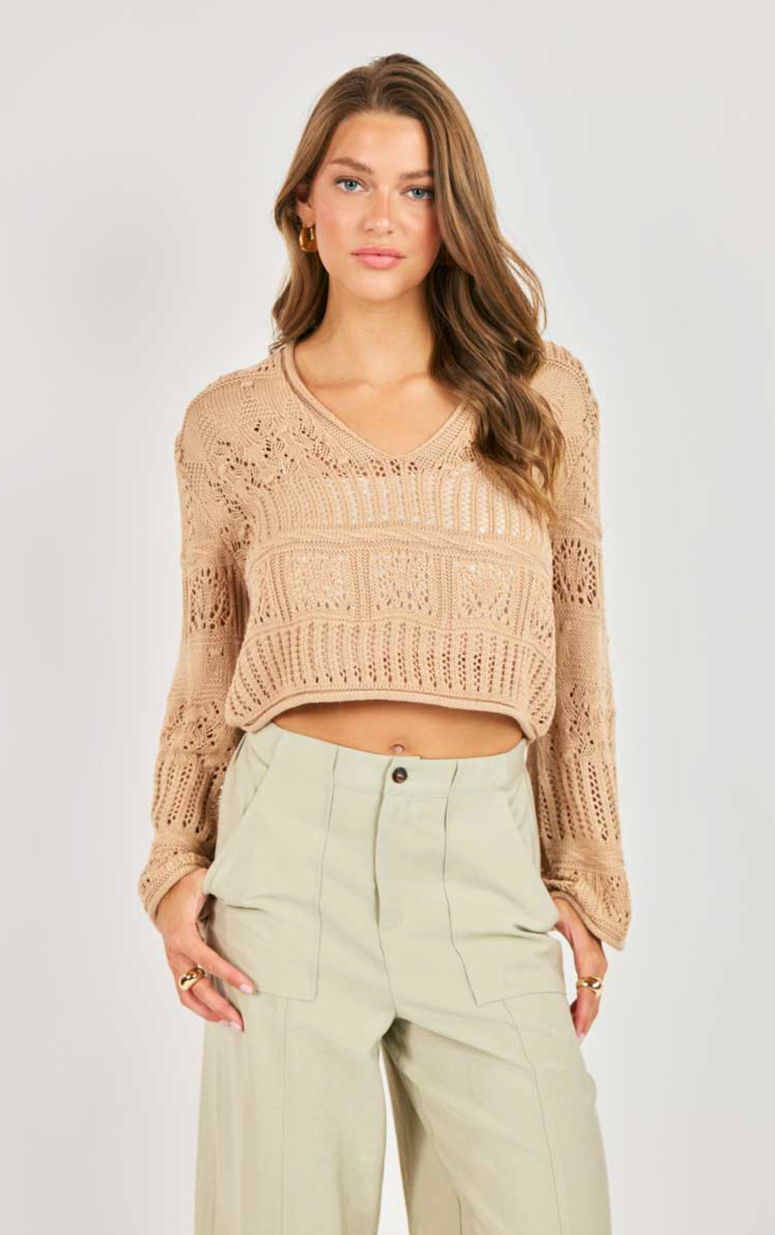 Liquid Soul V Neck Sweater (Taupe)
