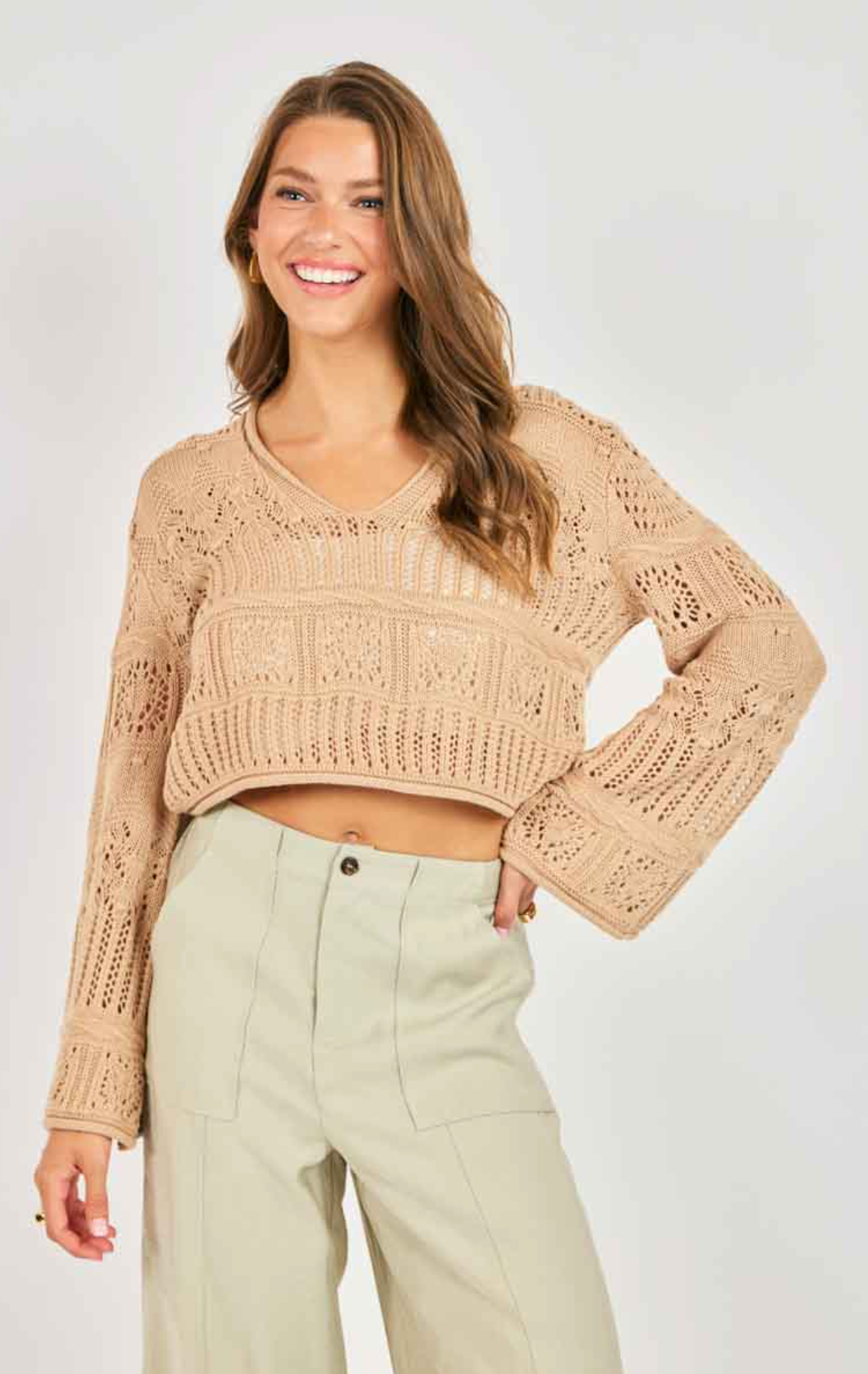 Liquid Soul V Neck Sweater (Taupe)