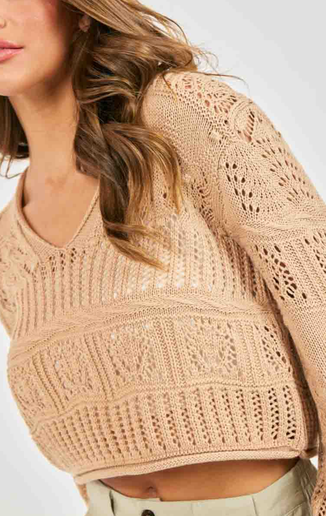 Liquid Soul V Neck Sweater (Taupe)
