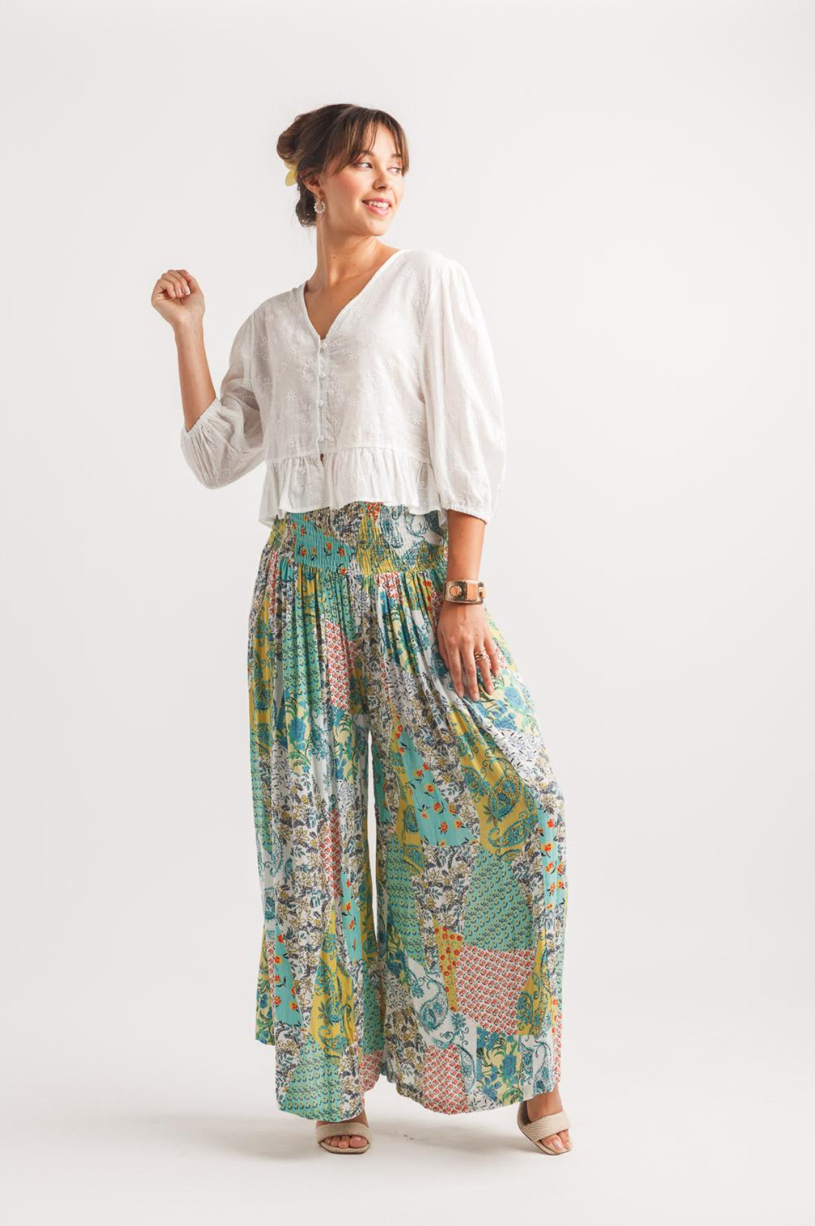Embroidered Blouse With Elastic Cuffs