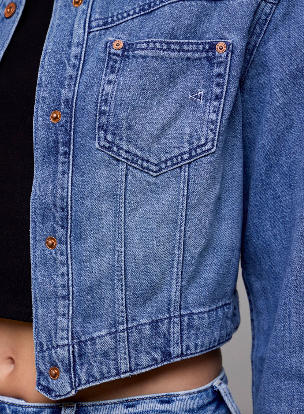 Super Soft Cropped Denim Jacket (Mid Wash)