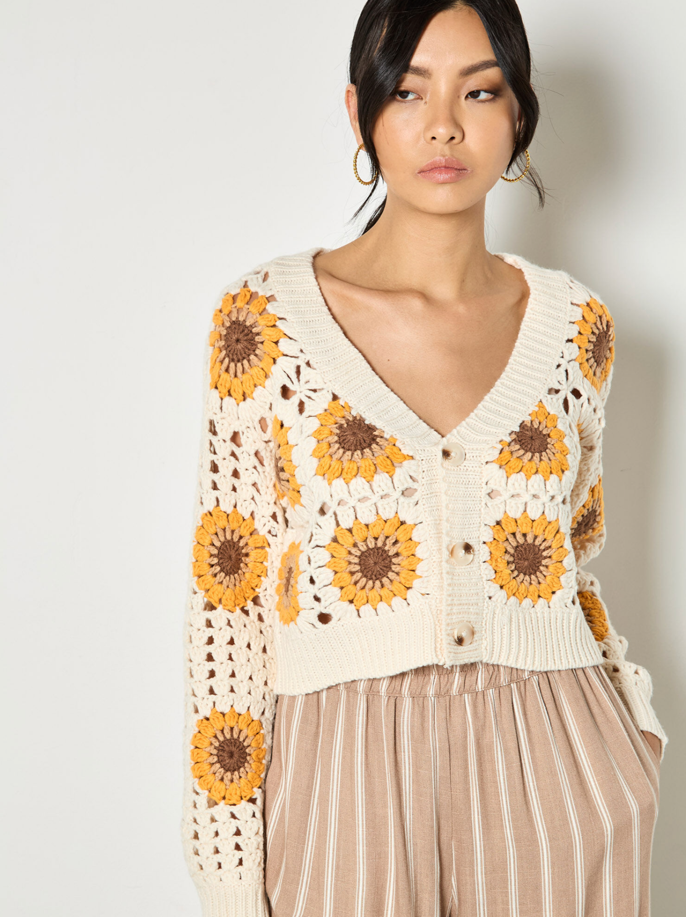 Sunflower Hand-Knit Crochet Cardigan