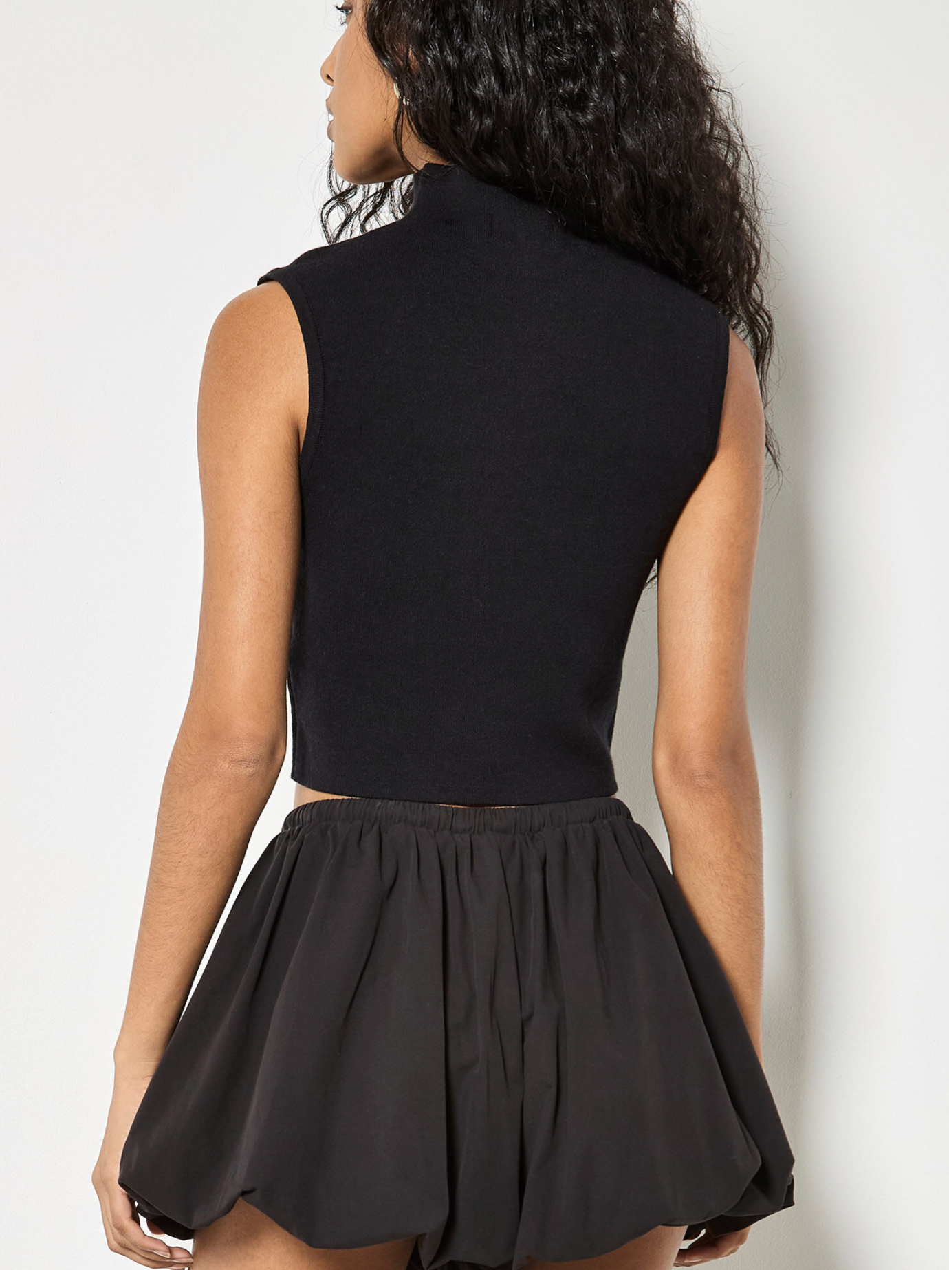 High Neck Knitted Crop Top