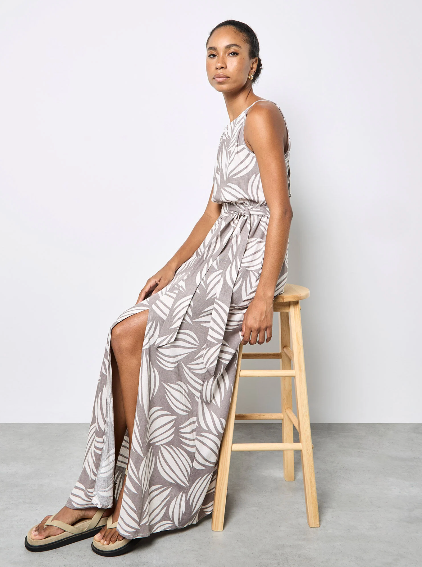 Shell Print Linen Blend Maxi Dress
