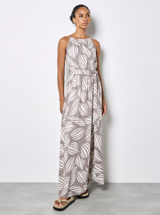 Shell Print Linen Blend Maxi Dress