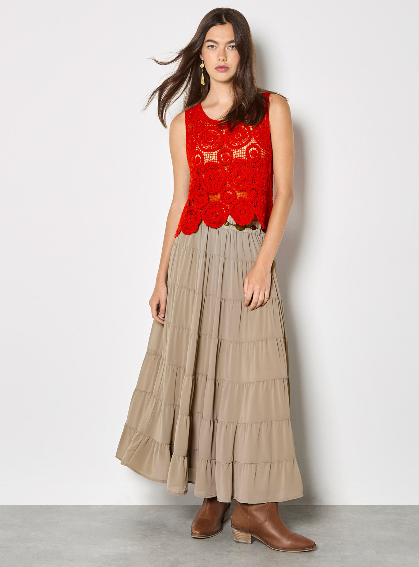 Chiffon Tiered Maxi Skirt