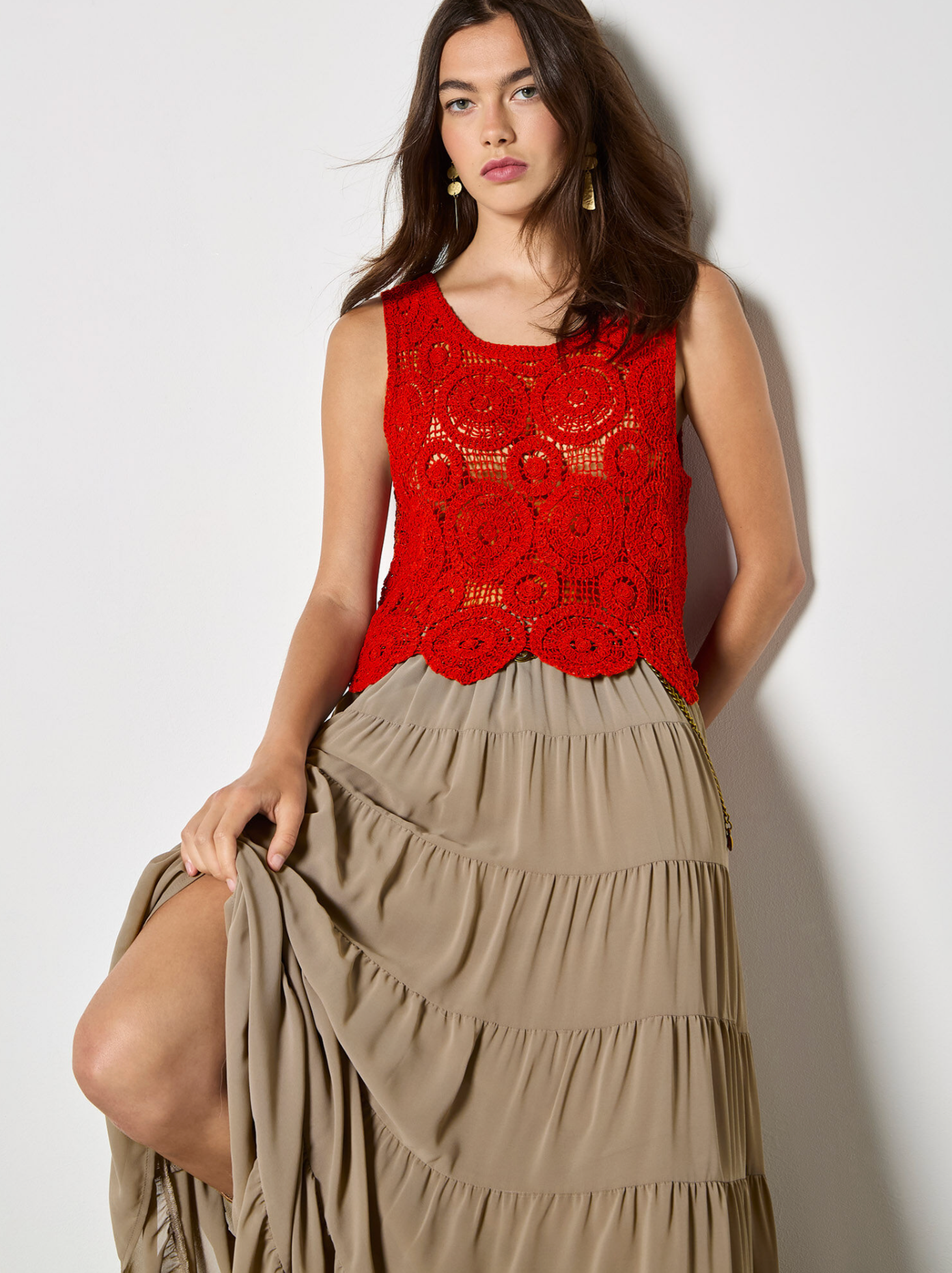 Chiffon Tiered Maxi Skirt