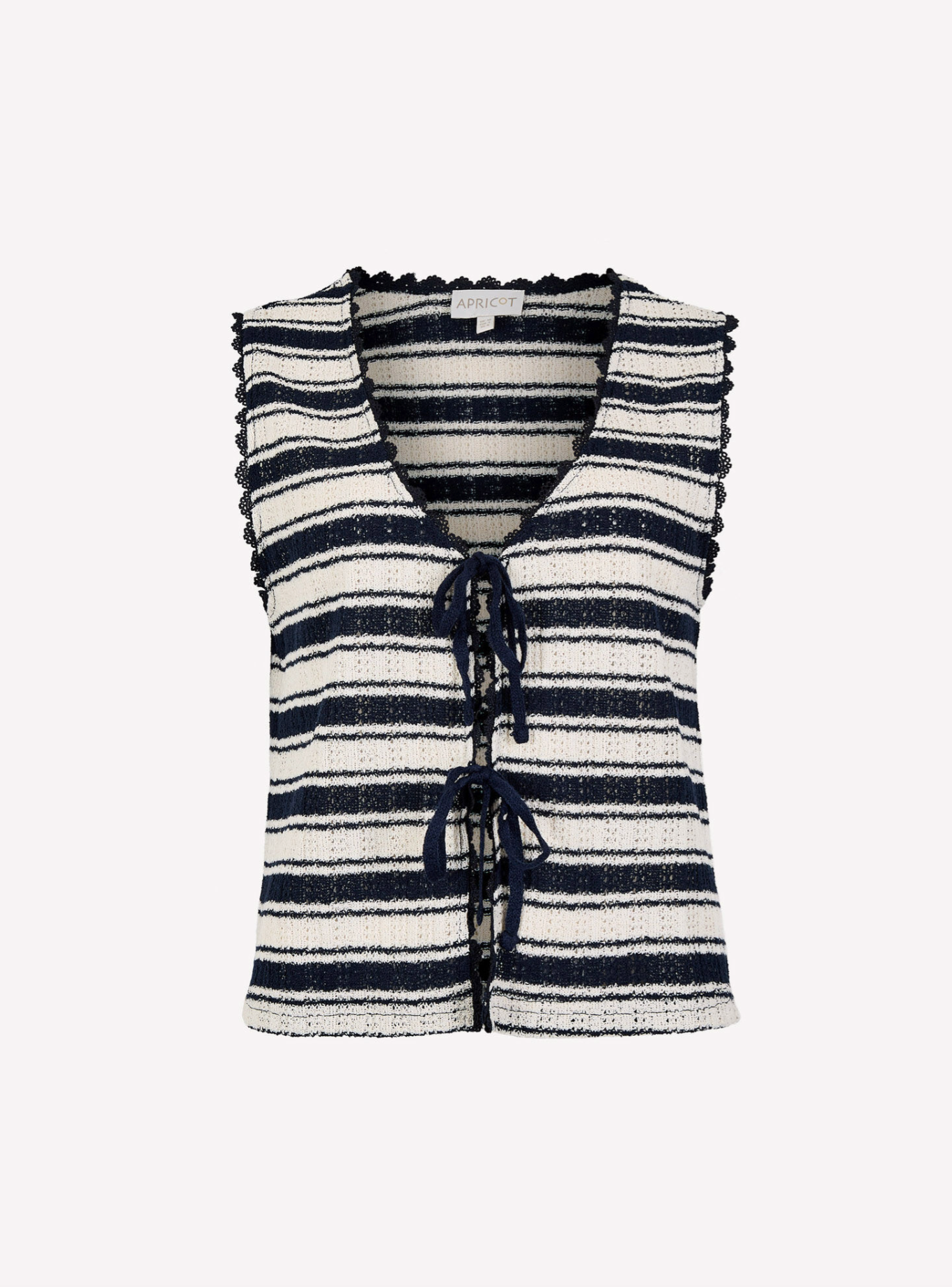 Stripe Cotton Blend Pointelle Knit Waistcoat
