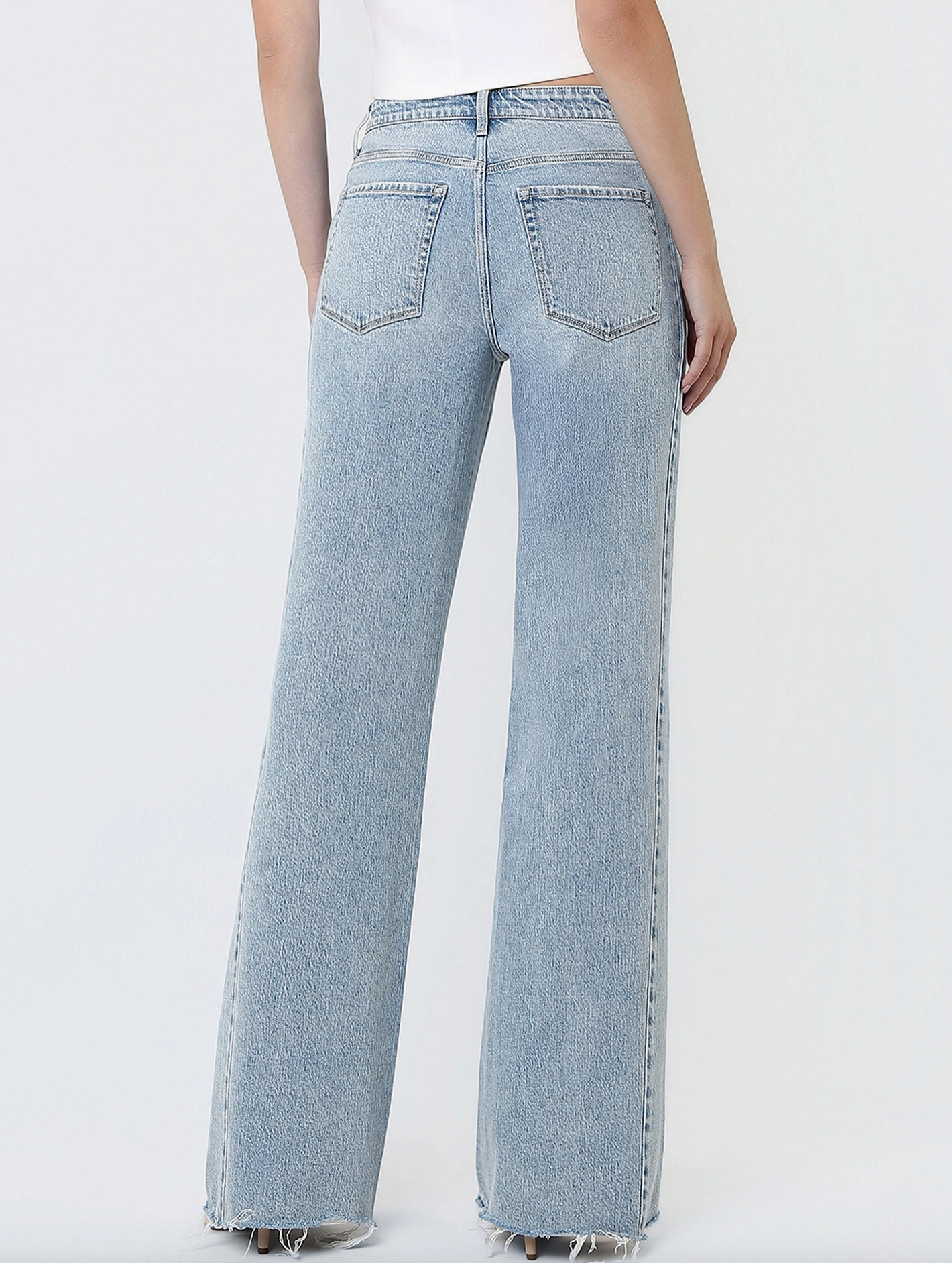 Super High Rise Uneven Raw Hem Vintage Flare (Wistful)