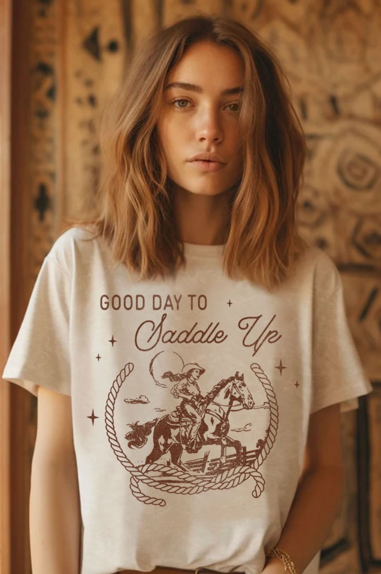 Good Day To Saddle Up Mineral Graphic Top