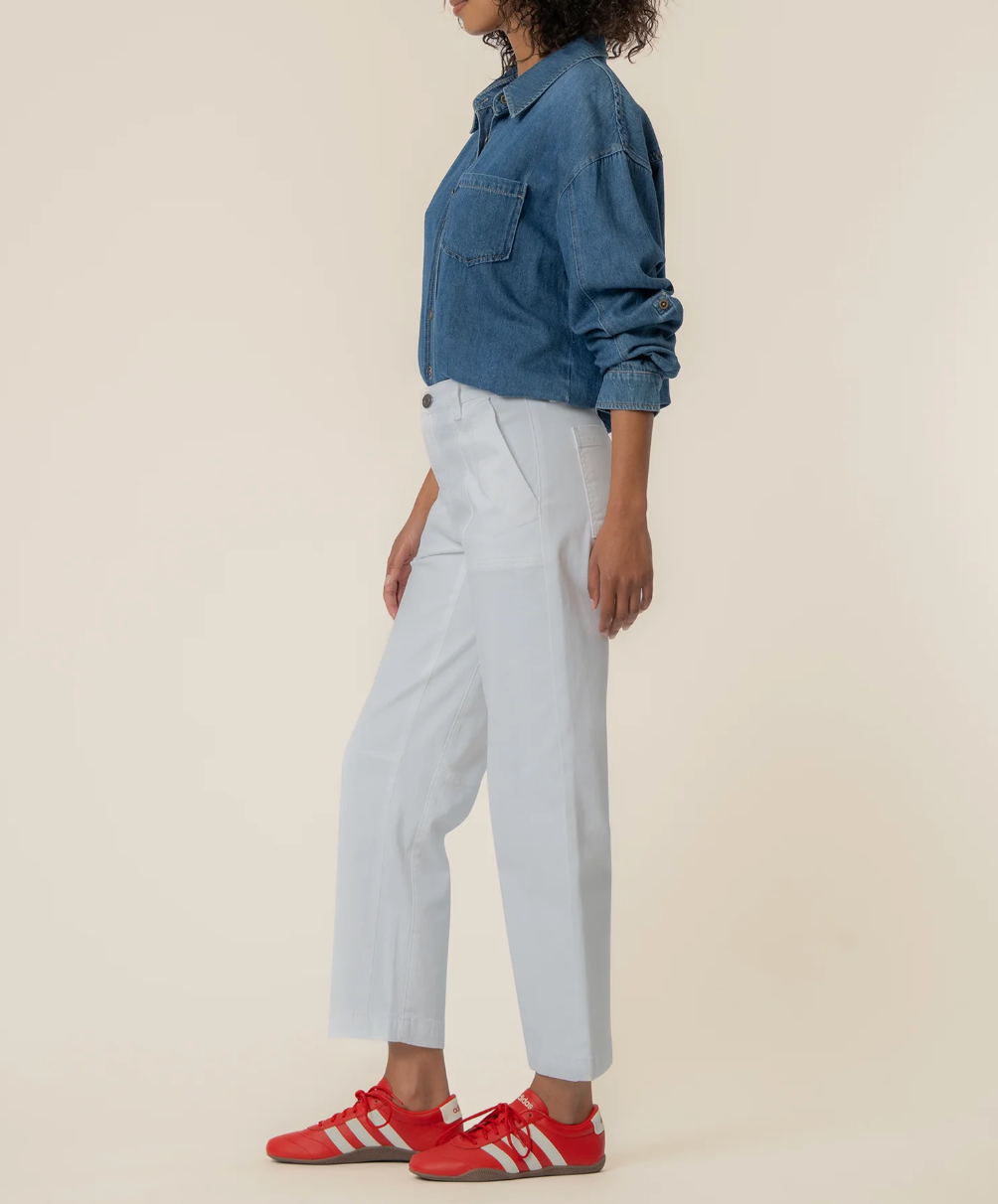 Ashton High Rise Wide Leg Barrel in Optic White