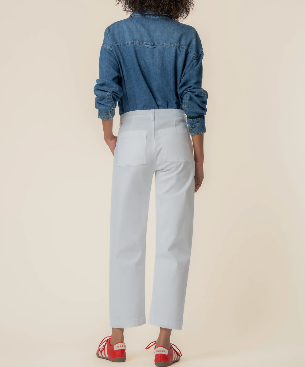 Ashton High Rise Wide Leg Barrel in Optic White