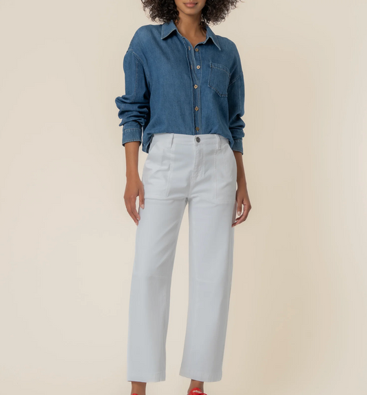 Ashton High Rise Wide Leg Barrel in Optic White