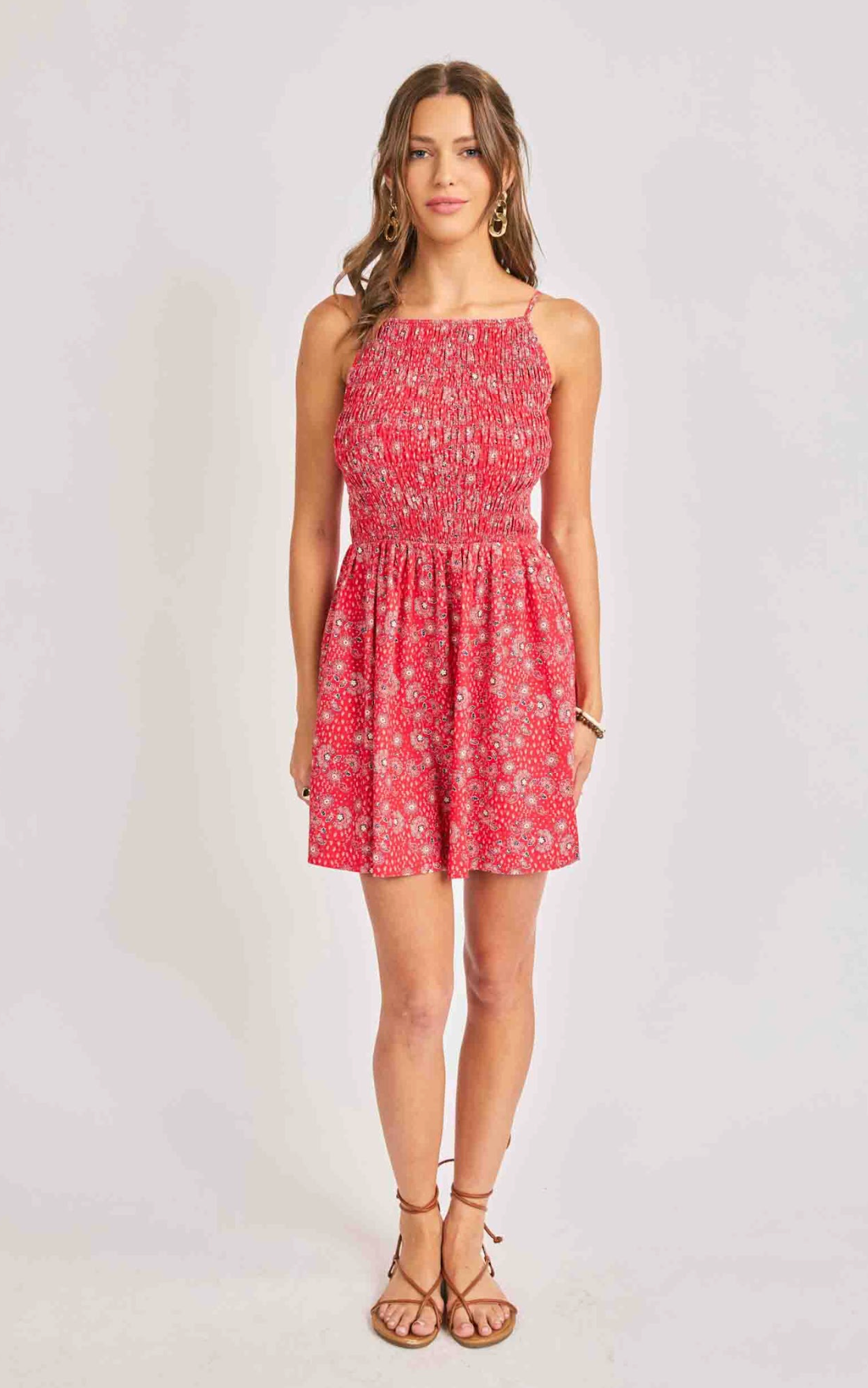 Firecracker Shirred Mini Dress