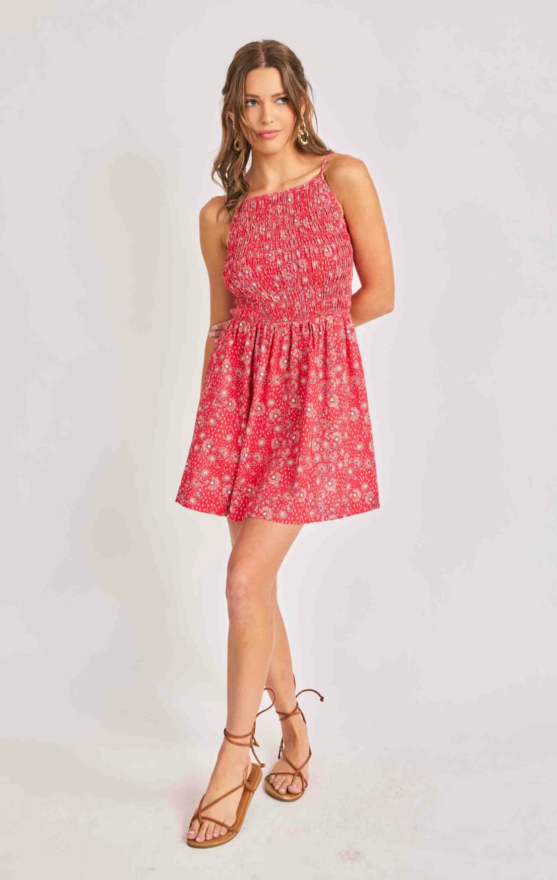 Firecracker Shirred Mini Dress