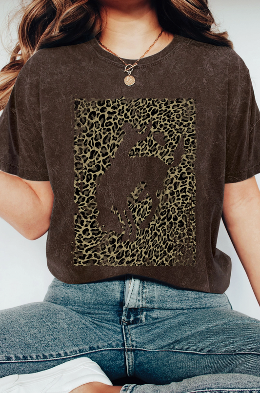 Leopard Cowboy Mineral Graphic T-Shirt (Brown)