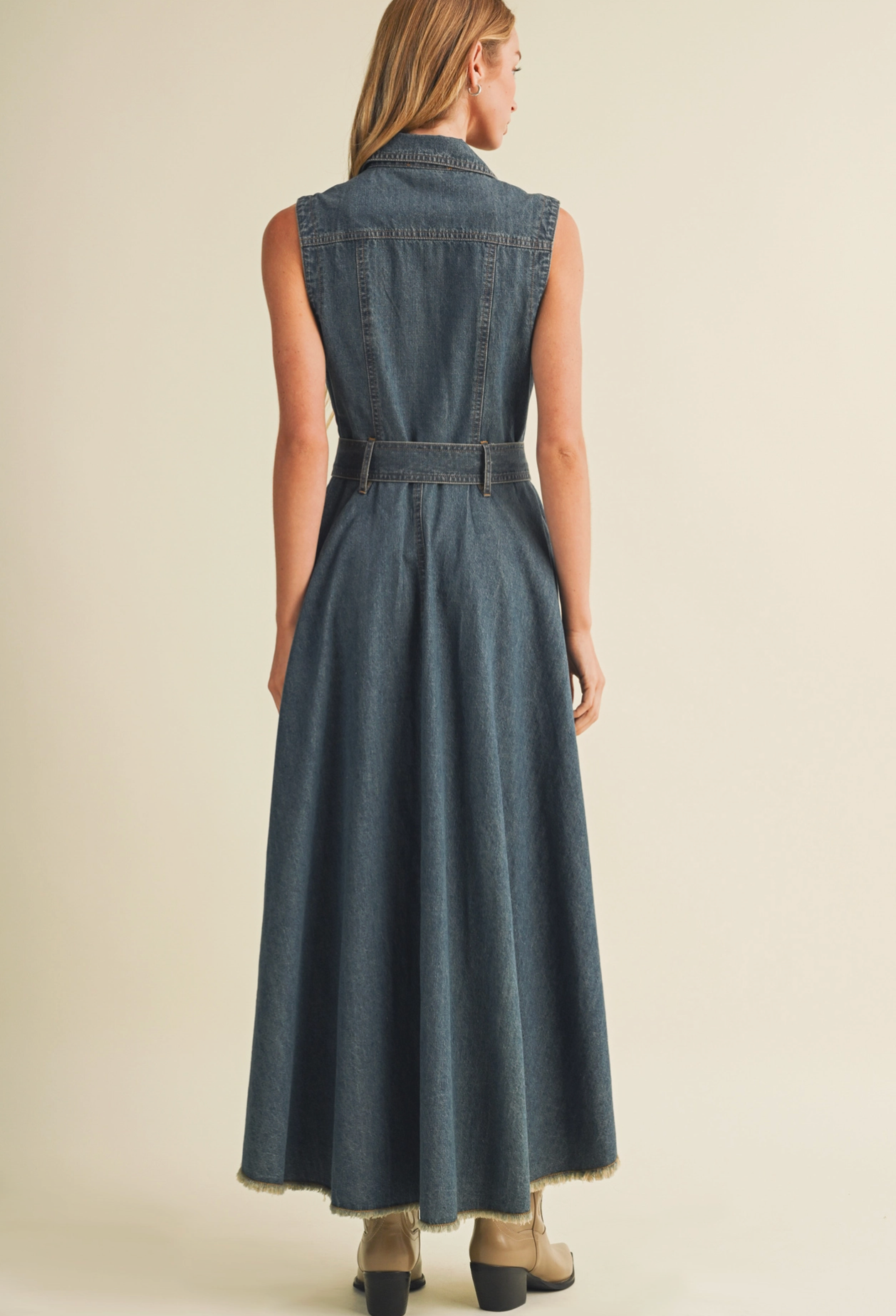 High-Low Hem Denim Dress