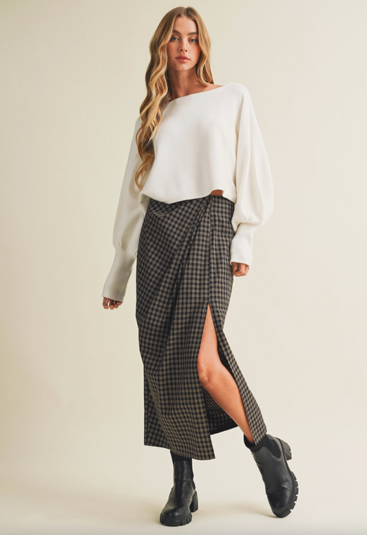 Asymmetric Drape Midi Skirt