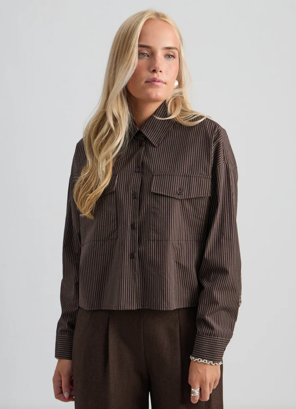 Solveig Shirt - Java Brown Stripe
