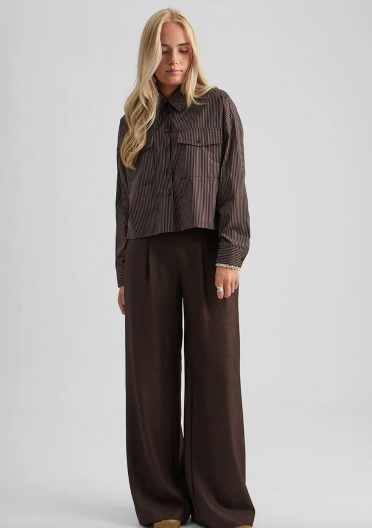 Solveig Shirt - Java Brown Stripe