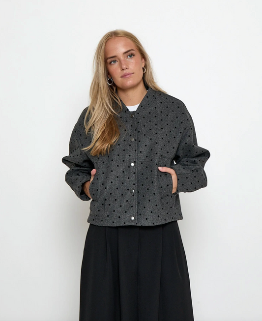 Nathalie Dot Bomber Jacket - Dark Grey
