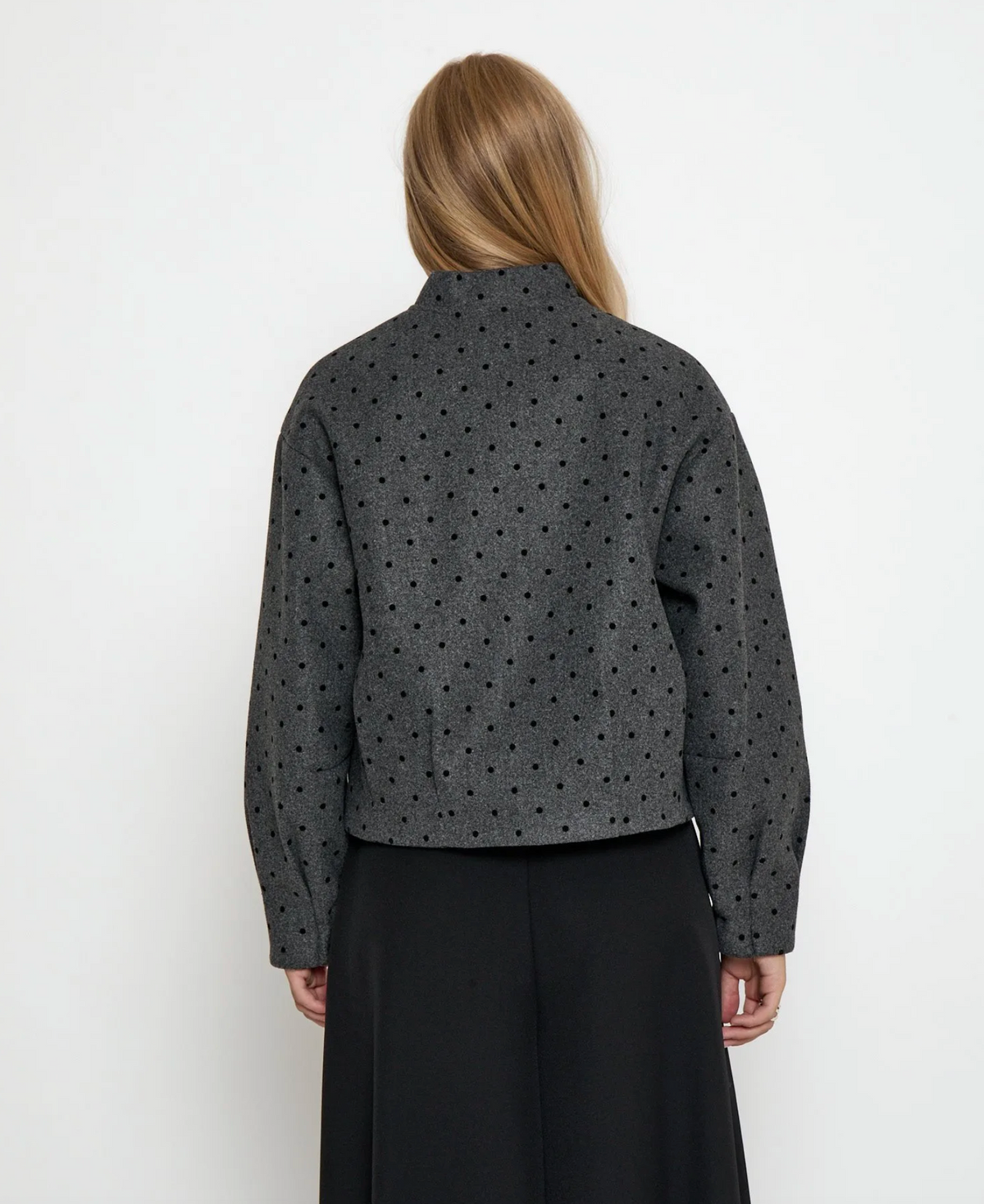 Nathalie Dot Bomber Jacket - Dark Grey