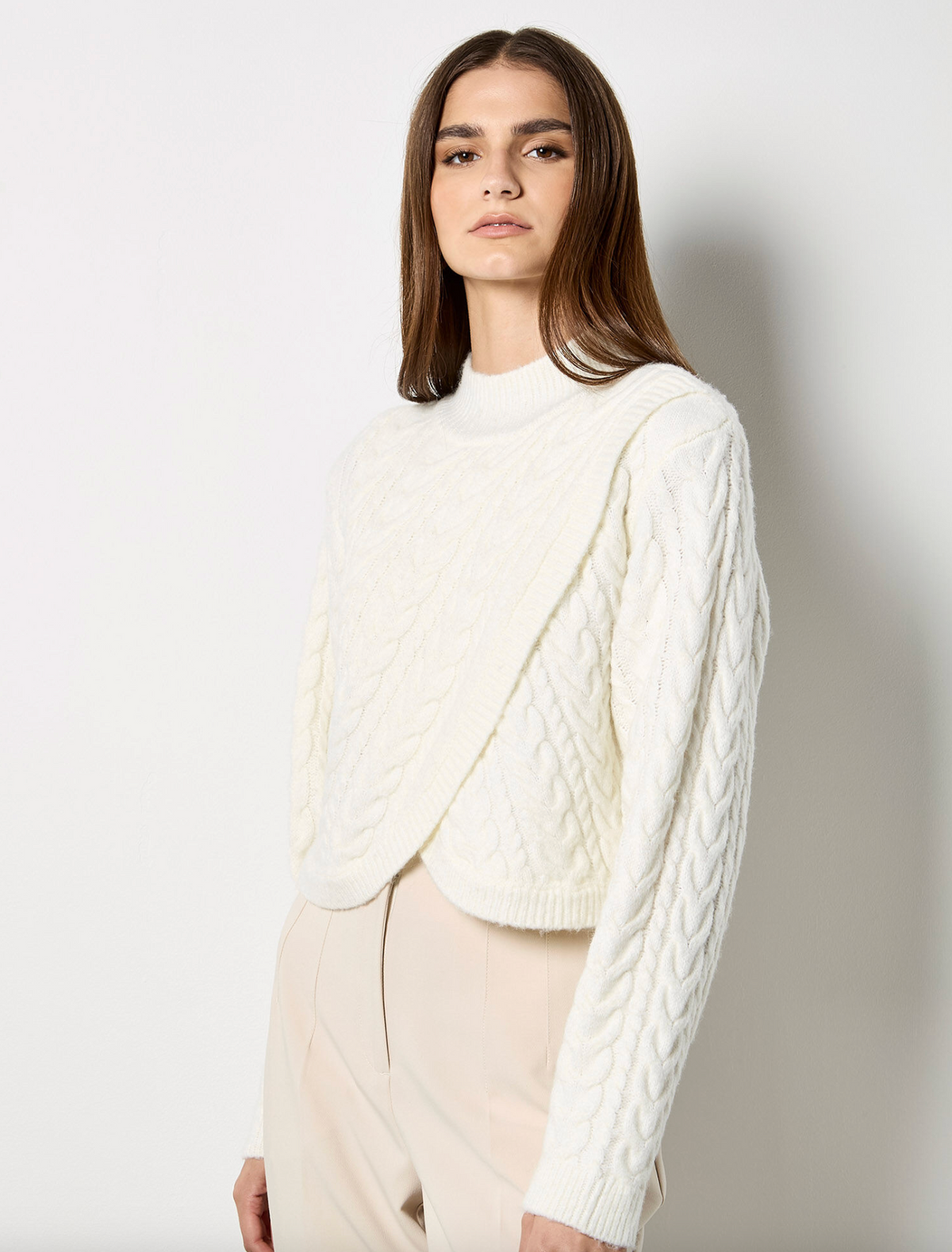 Cable Knit Wrap Sweater