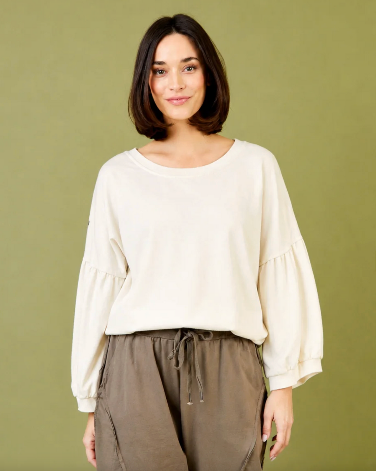 Bo Bubble Sleeve Sweatshirt With Drawstring Hem