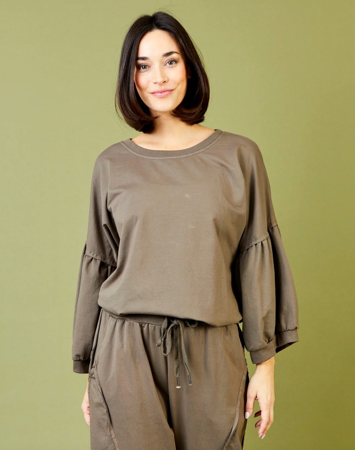 Bo Bubble Sleeve Sweatshirt With Drawstring Hem