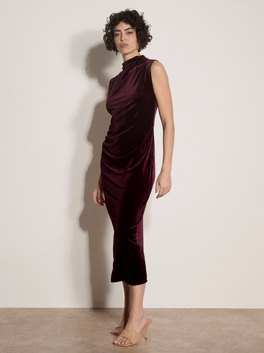 Velvet High Neck Dress