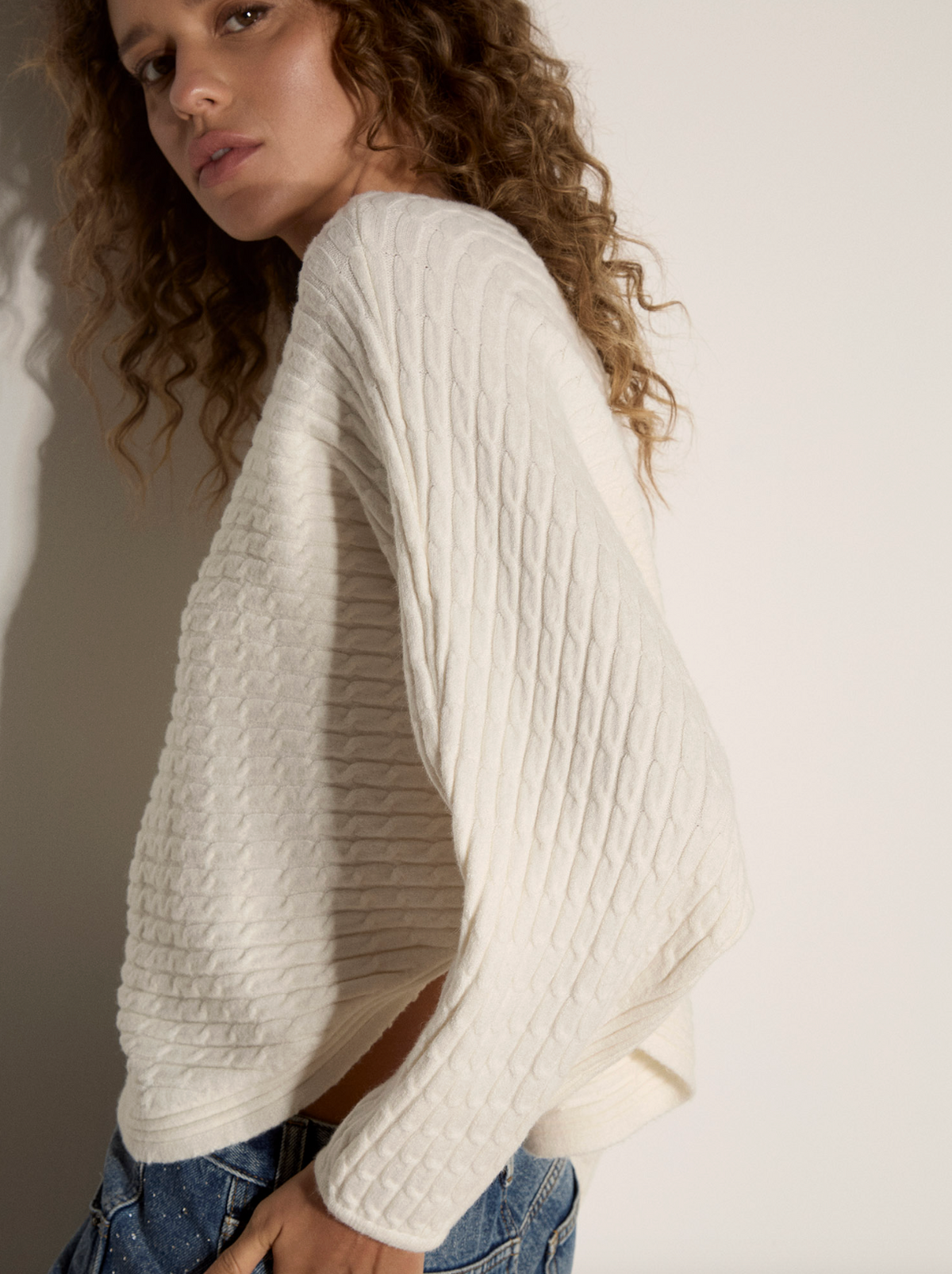 Cable Stripe Batwing Sweater