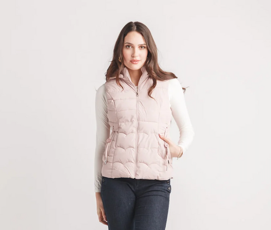 Short Hooded Puffer Vest (Pink)