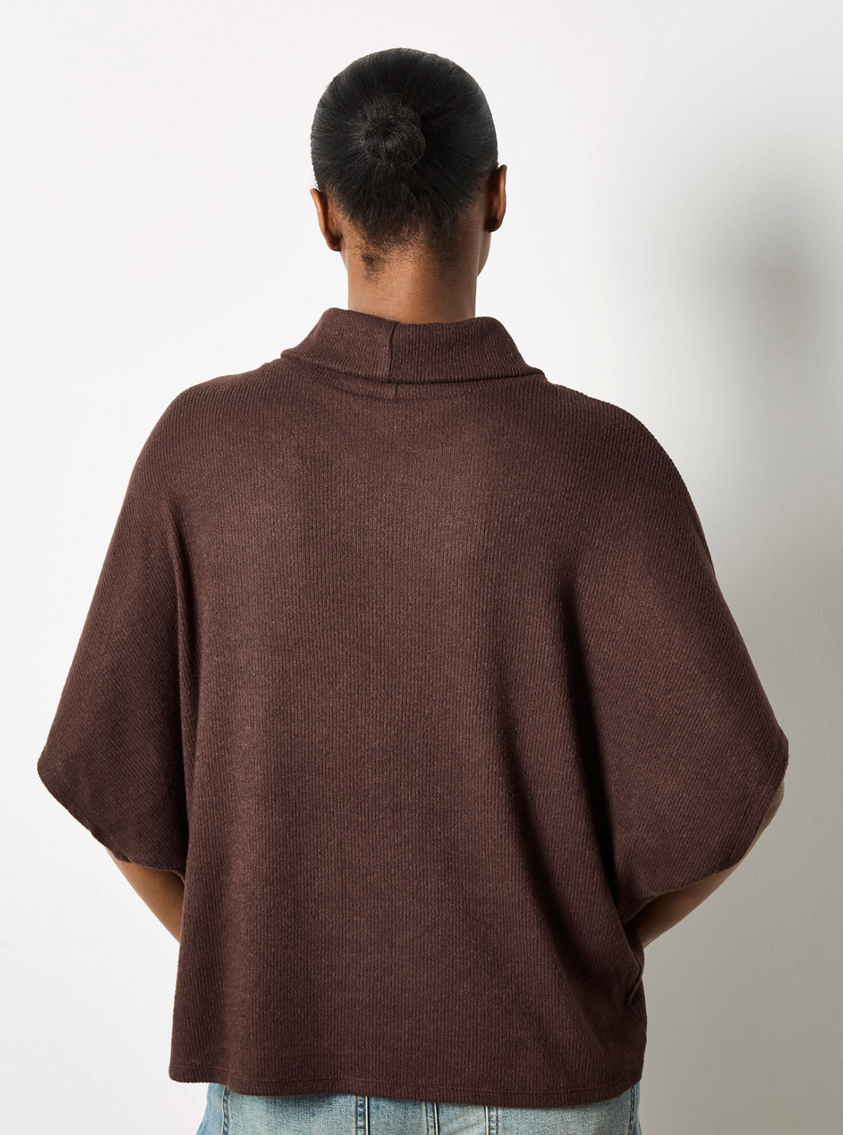 Apricot Roll Neck Soft Rib Top