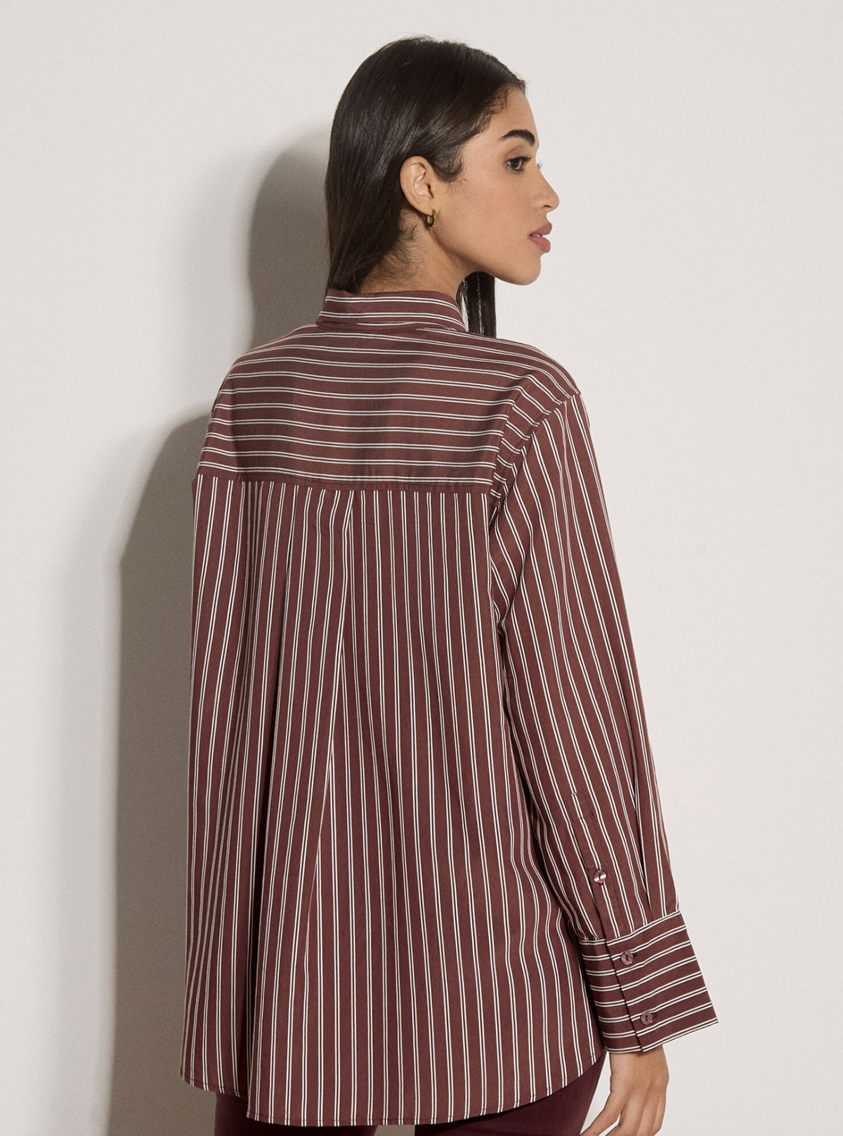 Apricot oversized Stripe Shirt (Burgundy)